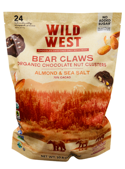 Wild West 24 Count Bear Claws Organic Chocolate Nut Clusters, 10.8 oz