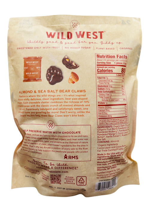Wild West 24 Count Bear Claws Organic Chocolate Nut Clusters, 10.8 oz