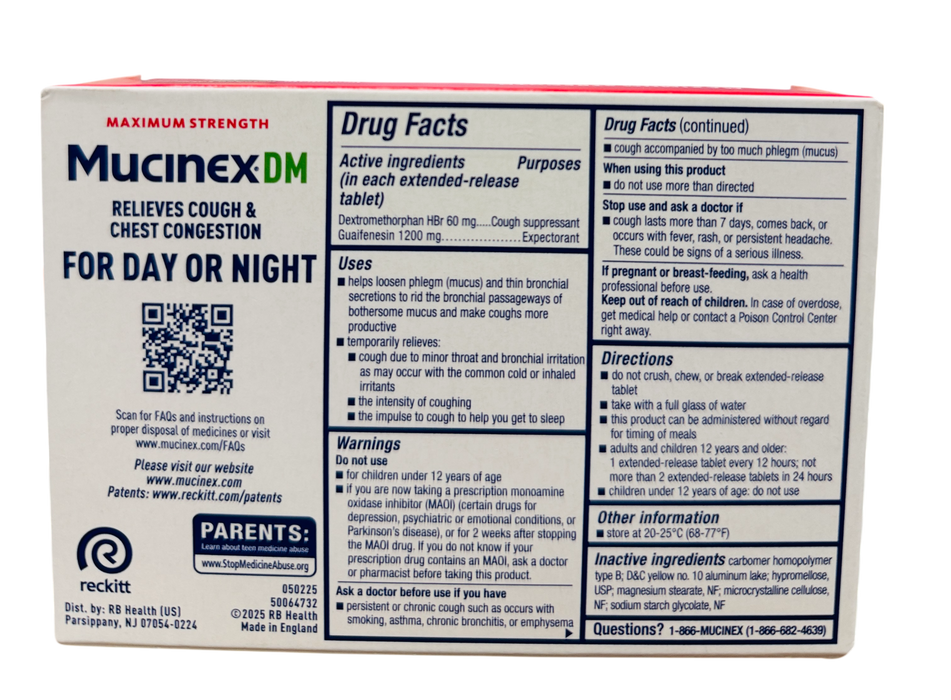 Mucinex DM 56ct – OTC Cough Tablets (Non-Prescription Relief), Exp:01/29