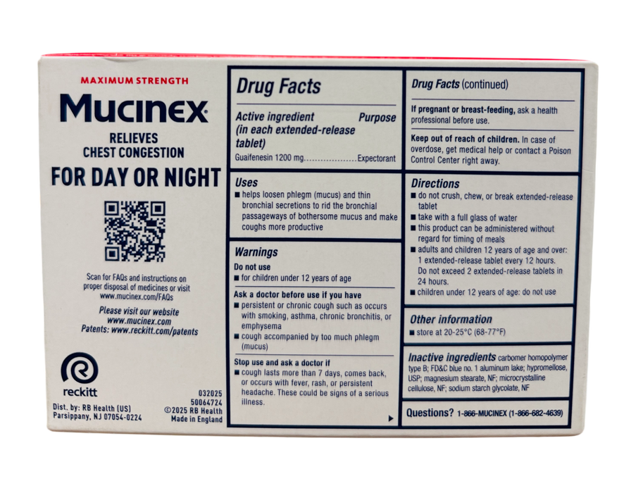 Mucinex 56ct OTC Guaifenesin 1200 mg Extended-Release Tablets