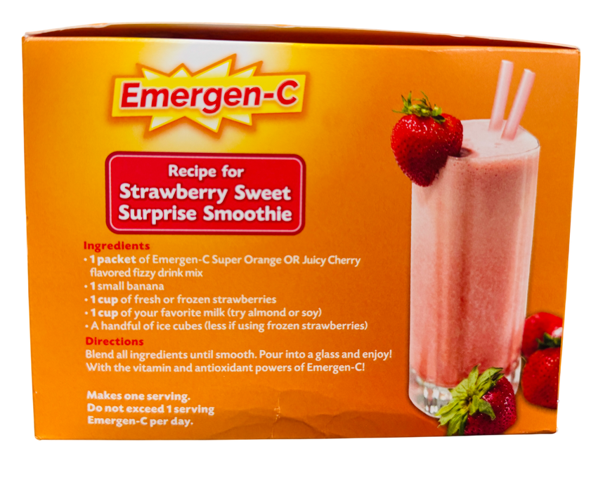 Emergen-C Vitamin C Fizzy Drink Mix Variety Pack – Super Orange & Juicy Cherry; Exp: 08/27