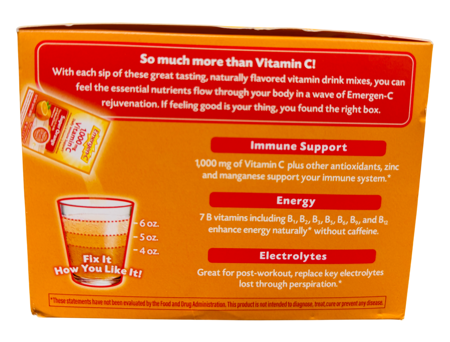 Emergen-C Vitamin C Fizzy Drink Mix Variety Pack – Super Orange & Juicy Cherry; Exp: 08/27