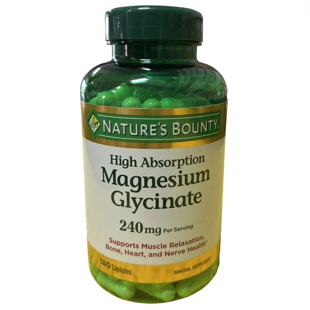 Nature's Bounty 180ct High Absorption Magnesium Glycinate 240mg Capsules