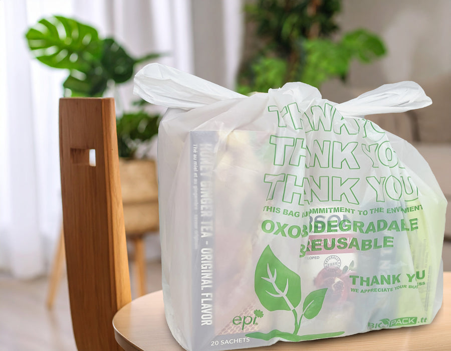 Thank You T-Shirt Bags Biodegradable & Reusable Carry-Out Bags 1000CT  (11.5” x 6.5” x 22”)