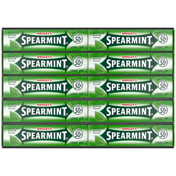 Wrigley's Spearmint Gum, 5-sticks, 40-count