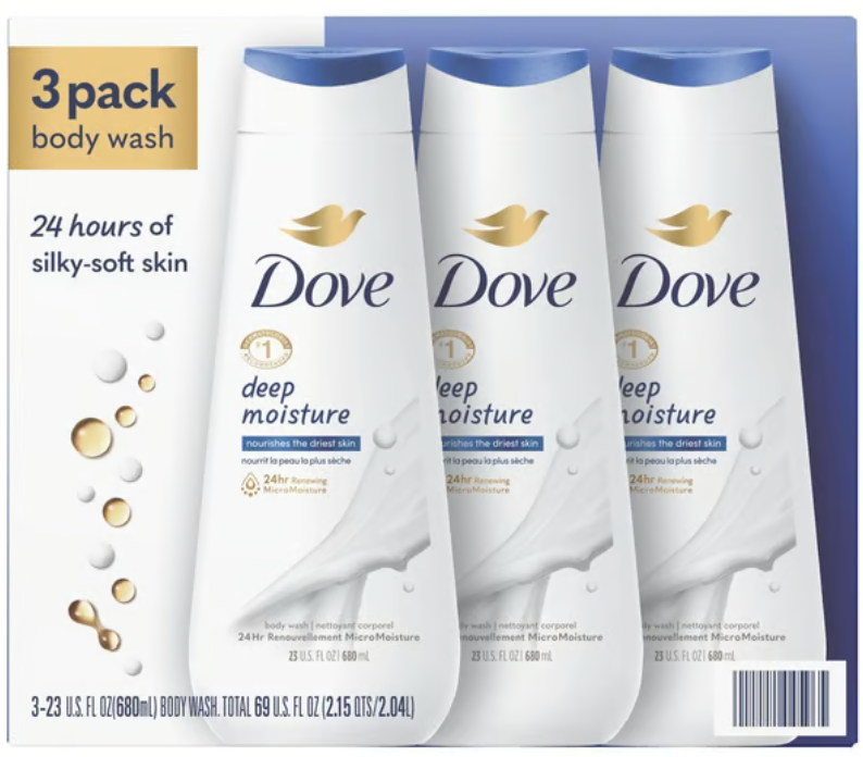 Dove Deep Moisture Body Wash, 3 pk./23 fl oz.