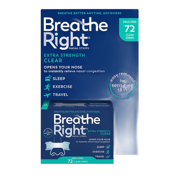 Breathe Right Extra Strength 72 Clear Nasal Strips