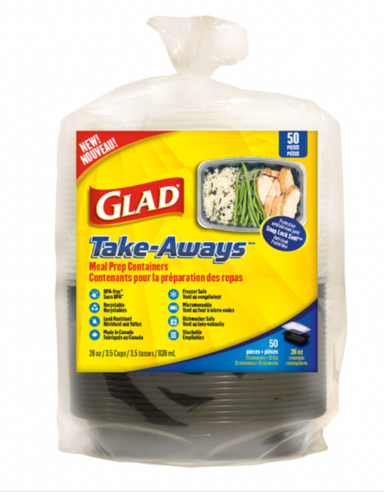 Glad Rectangular 38oz Food Container 50pc -  Pack of 25