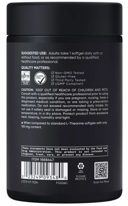 Sports Research 150 Softgels Double Strength L-Theanine 200mg