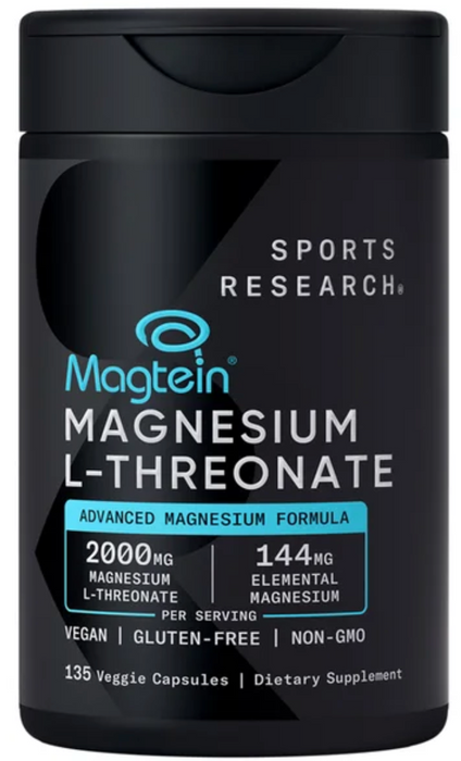 Sports Research - Magnesium L-Threonate 2000 mg -  135 ct Veggie Capsules