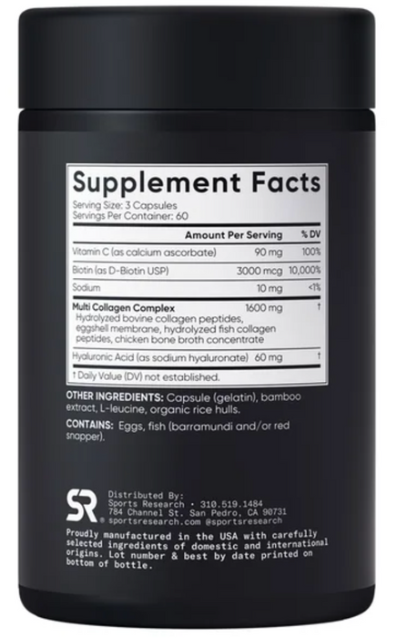Sports Research 180ct Multi Collagen with Hyaluronic Acid, Vitamin C ...