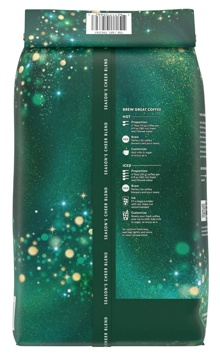 Starbucks Season’s Cheer Blend Whole Bean Coffee 32oz (2lb) – Medium Roast, Notes of Cocoa & Dried Fruit