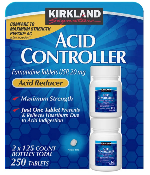 Kirkland Signature 250ct, 2 pack OTC Famotidine 20 mg Acid Controller Tablets