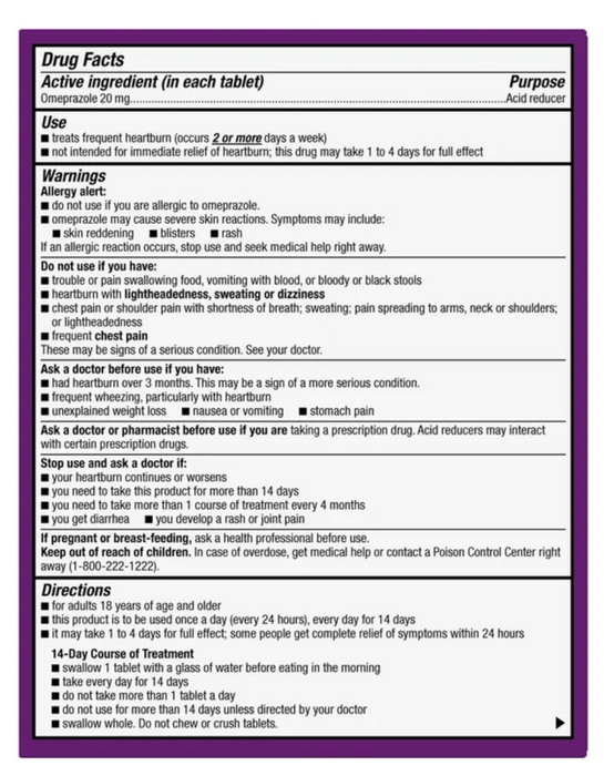 Kirkland Signature 42ct OTC Omeprazole 20 mg Delayed-Release Tablets – Acid Reducer
