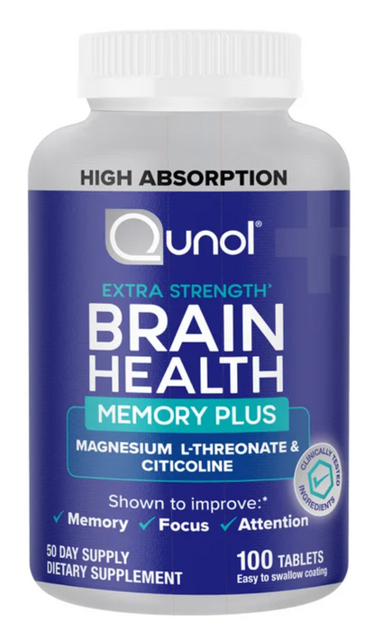 Qunol 100ct Extra Strength Brain Health Memory Plus Dietary Supplement