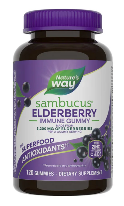 Nature's Way 120 Sambucus Elderberry with Vitamin C and D3 Zinc Gummies
