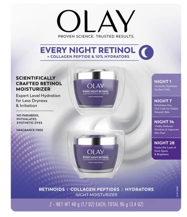 Olay Every Night Retinol Night Moisturizer 2 Pack – 1.7 oz each
