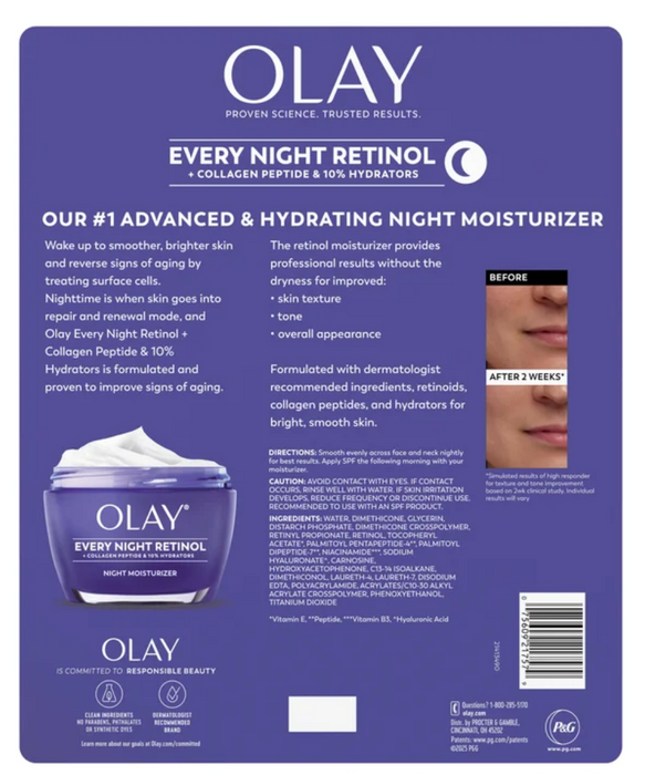 Olay Every Night Retinol Night Moisturizer 2 Pack – 1.7 oz each