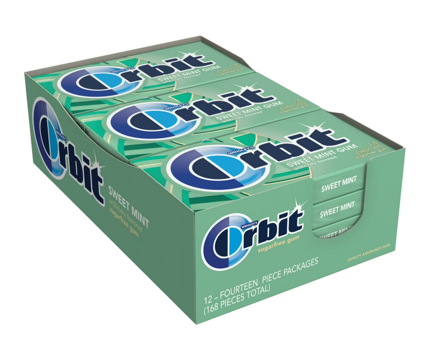 Orbit Sugar-Free Sweet Mint Gum (12 count, 14 Pieces per Pack, 168 Pieces Total)