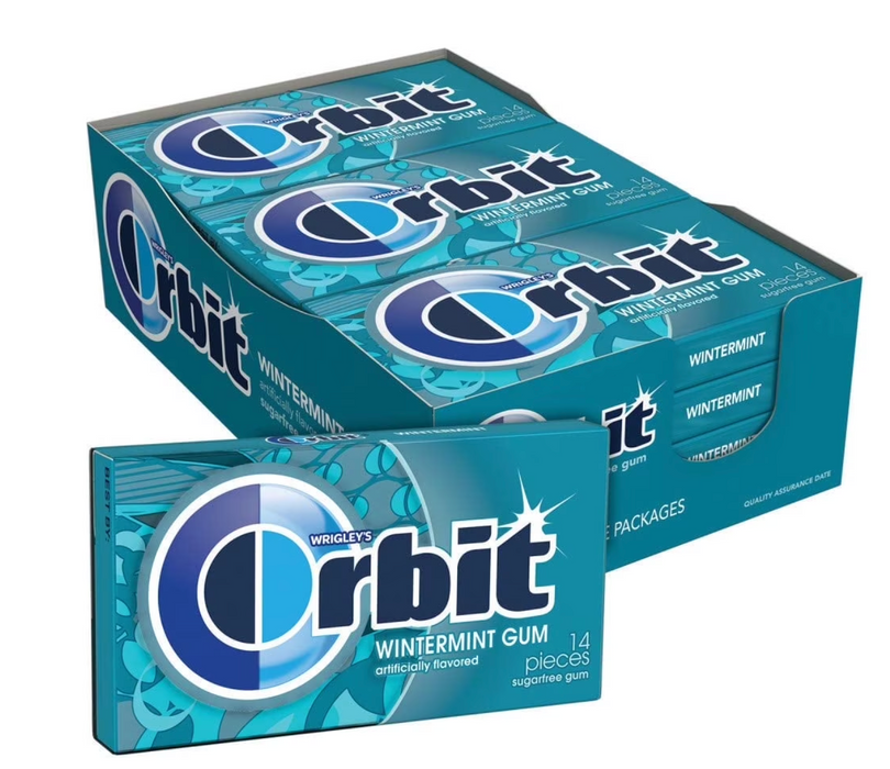 Orbit Sugar-Free Wintermint Gum, 32 oz (12 count, 14 Pieces per Pack, 168 Pieces Total)