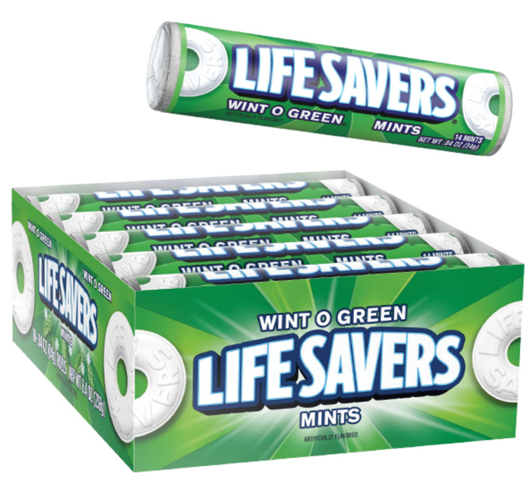 LifeSavers 20ct Wint O Green Mints Rolls – Fresh Breath Candy, 0.6oz Each