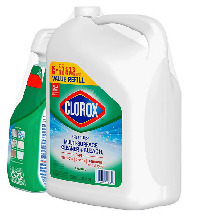 Clorox Clean-Up All Purpose Cleaner with Bleach, Original, 32 oz & 180 oz Refill
