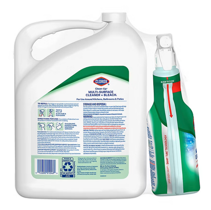 Clorox Clean-Up All Purpose Cleaner with Bleach, Original, 32 oz & 180 oz Refill