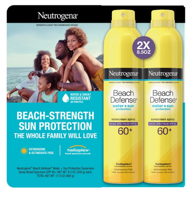 Neutrogena 2pk  8.5 oz Beach Defense Sunscreen Spray Broad Spectrum SPF 60+