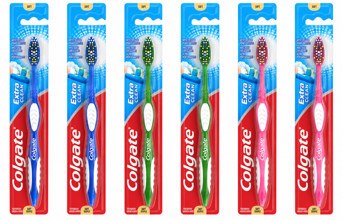 Colgate 6 Pack Extra Clean Full Head Soft Toothbrush