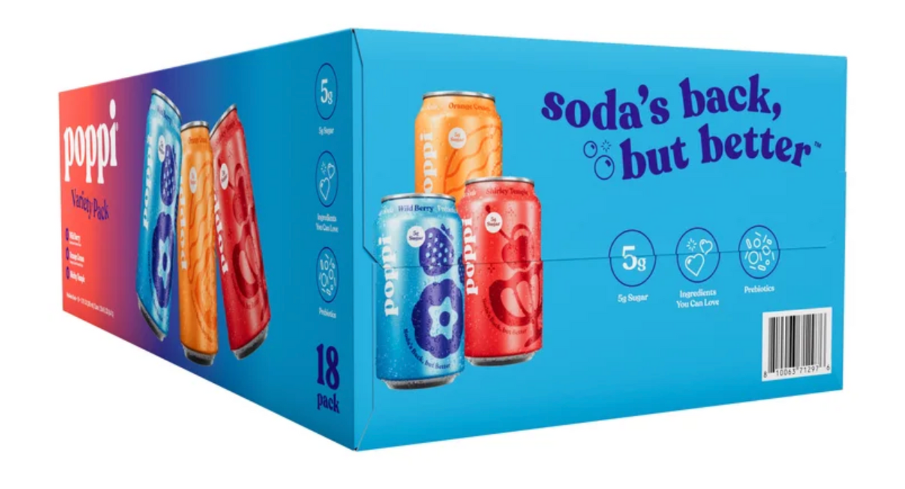 Poppi  Soda, 18 Cans (12 fl oz Each) variety Pack
