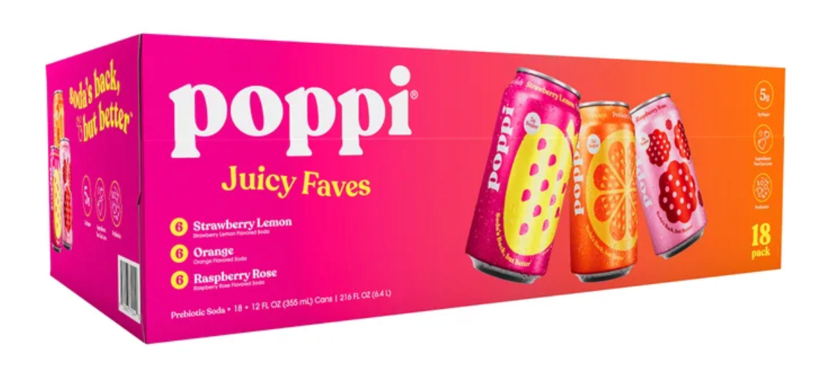 Poppi Juicy Hits  18 cans (12 fl oz each )  Soda Variety Pack