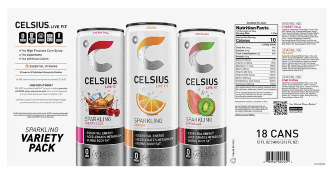 CELSIUS  18 cans (12 fl oz )  Live Fit Sparkling Energy Drink Variety Pack, - Zero Sugar
