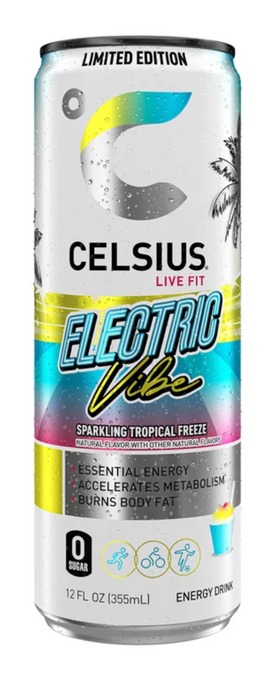 CELSIUS 18 cans (12 fl oz) Live Fit Electric Escape Vibe Pack Energy Drink, Zero Sugar