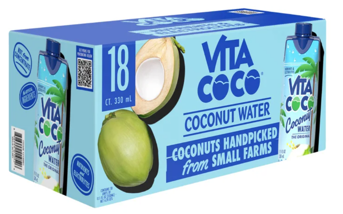 Vita Coco Original Coconut Water, 18 Pack (11.1 fl oz Each) - Hydrating Beverage