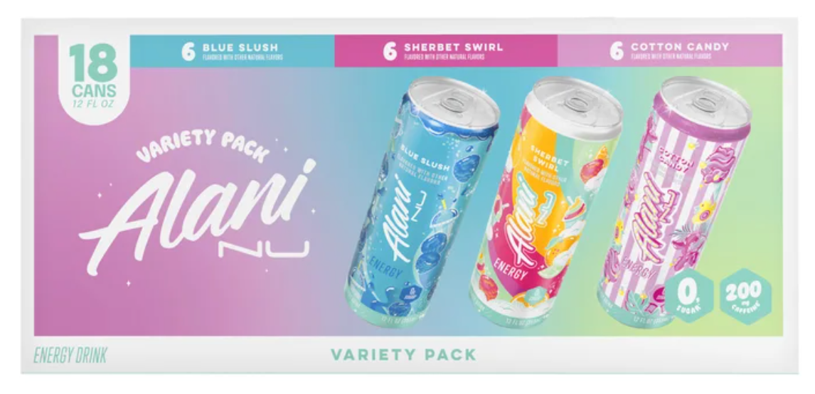 Alani Nu Energy Drink, 18 Cans  12 fl oz each, Slush Variety Pack