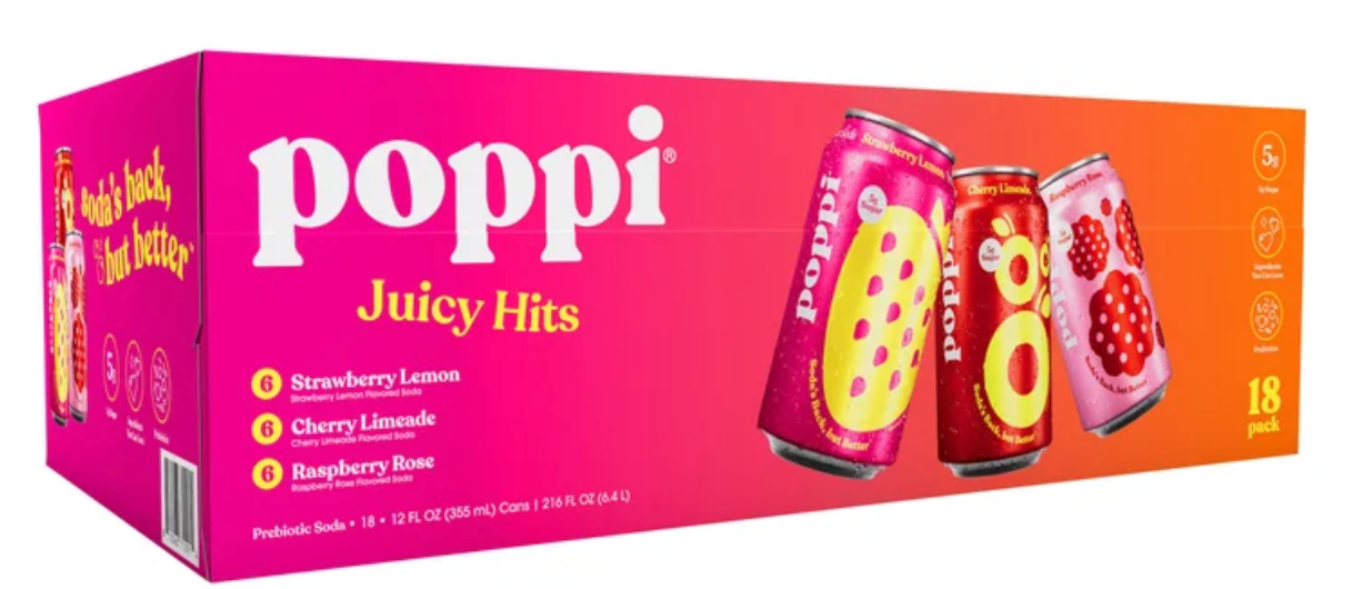 Poppi Juicy Hits  18 cans (12 fl oz each )  Soda Variety Pack