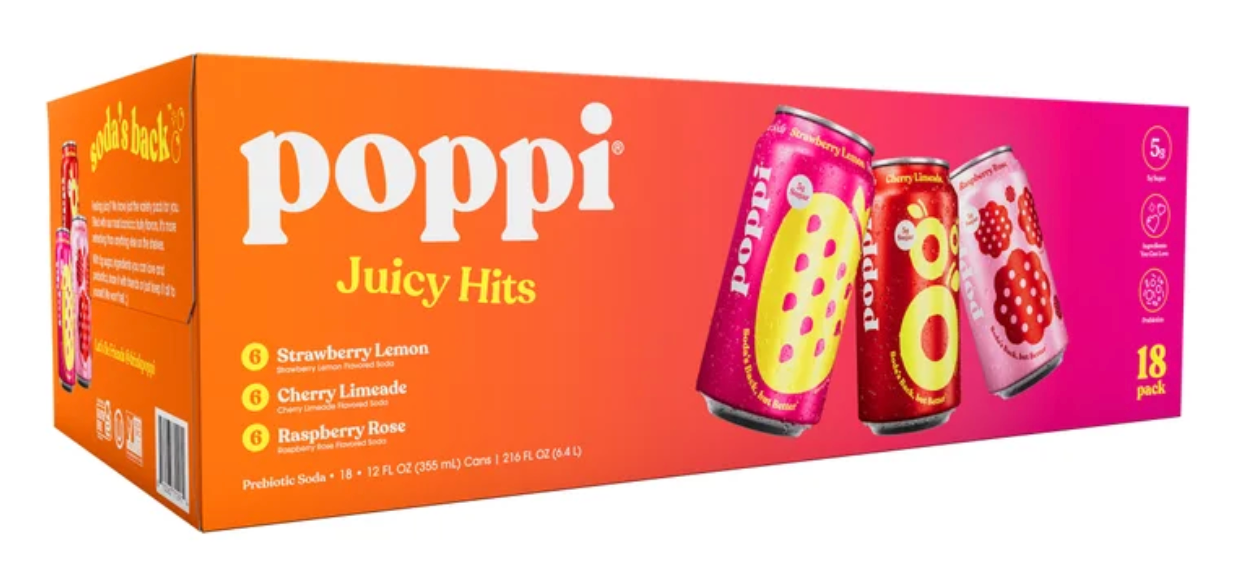 Poppi Juicy Hits  18 cans (12 fl oz each )  Soda Variety Pack