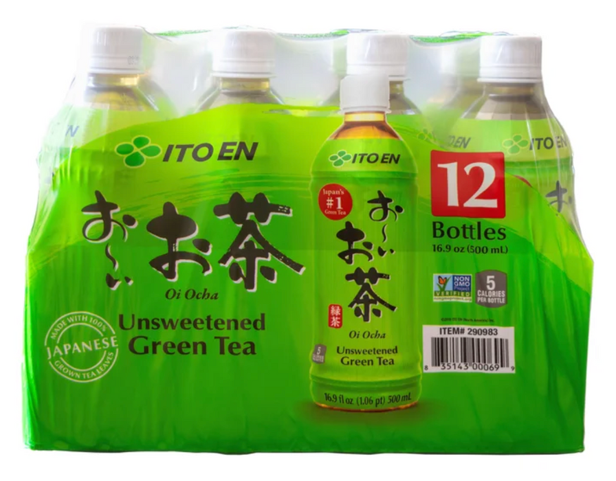 ITO EN Oi Ocha Unsweetened Green Tea, 12 Bottles (16.9 fl oz Each)