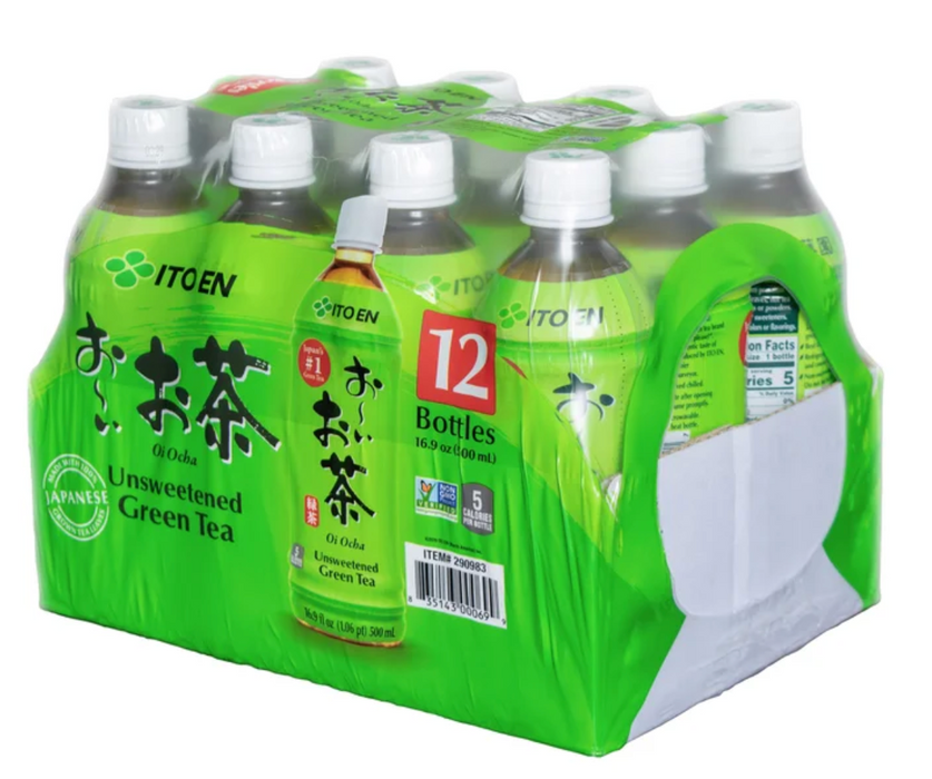 ITO EN Oi Ocha Unsweetened Green Tea, 12 Bottles (16.9 fl oz Each)