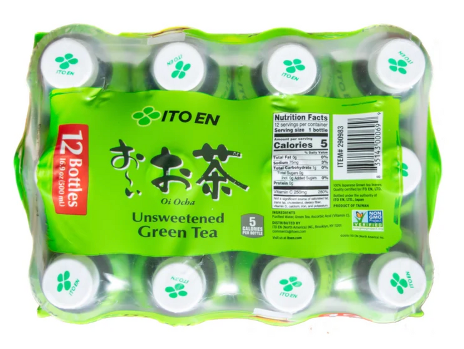 ITO EN Oi Ocha Unsweetened Green Tea, 12 Bottles (16.9 fl oz Each)