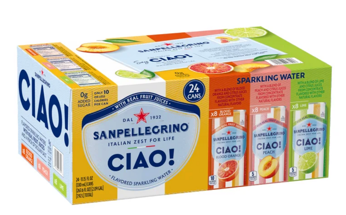 San Pellegrino CIAO! 24 Cans (11.15 fl oz Each) Flavored Sparkling Water Variety Pack