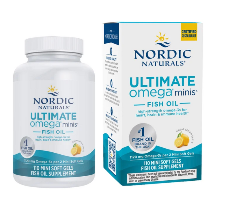 Nordic Naturals Ultimate Omega Fish Oil, 110 Mini Softgels, Lemon Flavor