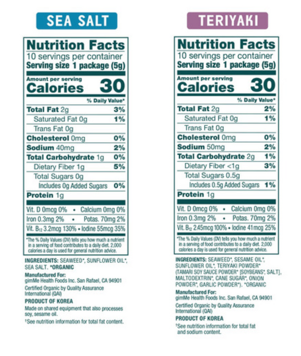 Gimme Organic Seaweed Variety Pack, .17 oz, 20-count