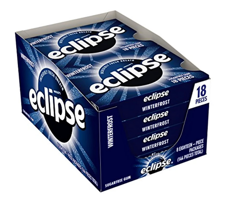 Eclipse Winterfrost Sugarfree Gum, 8 Packs × 18 Pieces (144 Pieces Total)
