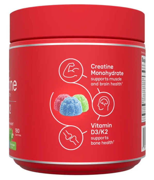 Zena Creatine Monohydrate + D3/K2 Gummies, 180 Count
