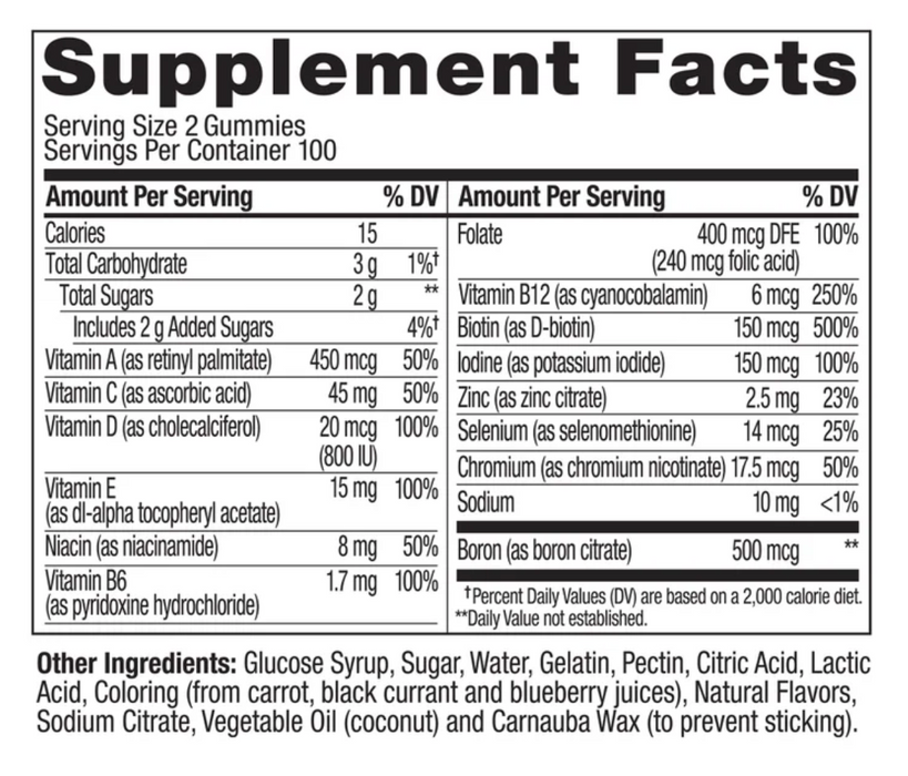 OLLY 200 Count Women's Multivitamin Gummies, So Many Berries Flavor
