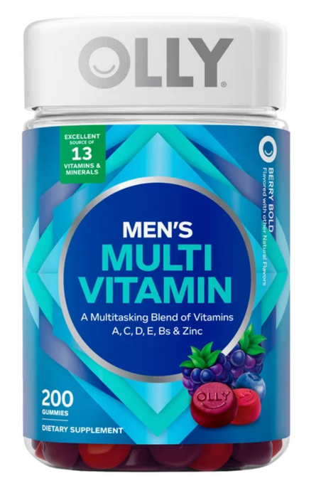 OLLY 200 Count Men's Multivitamin Gummies, Berry Bold Flavor