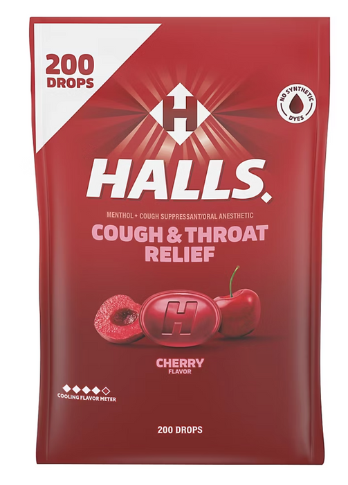 Halls 200ct Cherry Cough Suppressant Drops