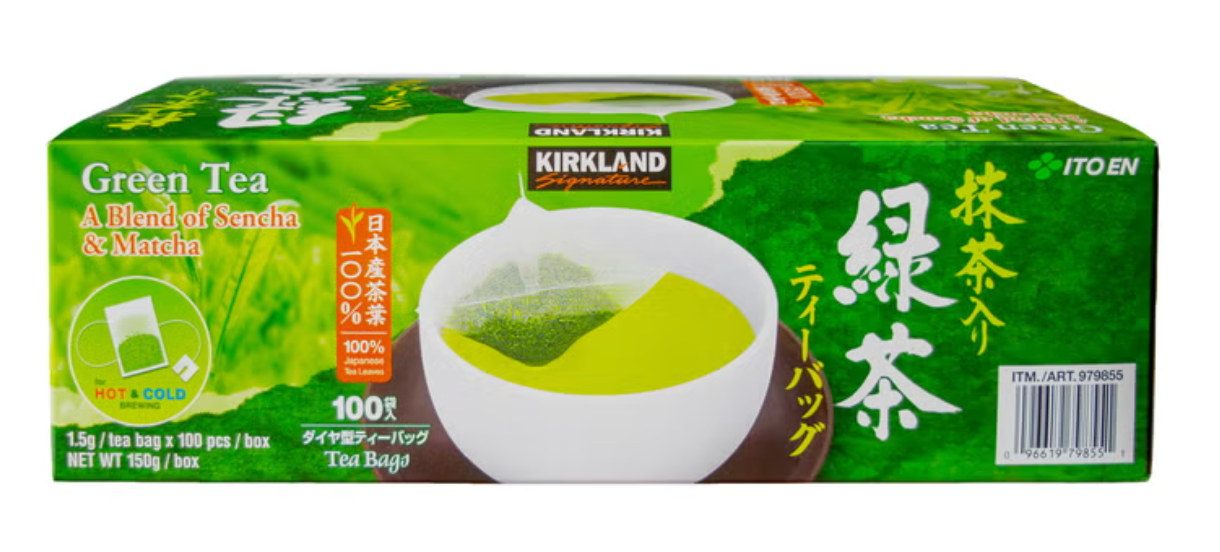 Kirkland Signature Green Tea – A Blend of Sencha & Matcha, 100 Tea Bags (150g)