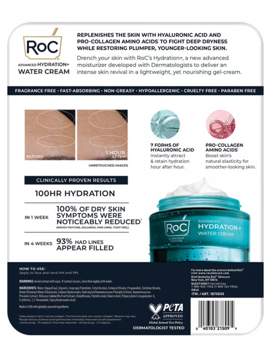 RoC Advanced Hydration+ Water Cream (2 Pack) 1.7 oz Each